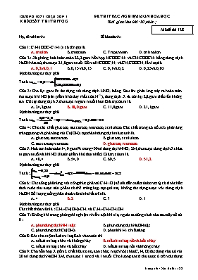 Đề thi khảo sát THPT Quốc gia môn Hóa học - Mã đề 128 - Trường THPT Triệu Sơn 3